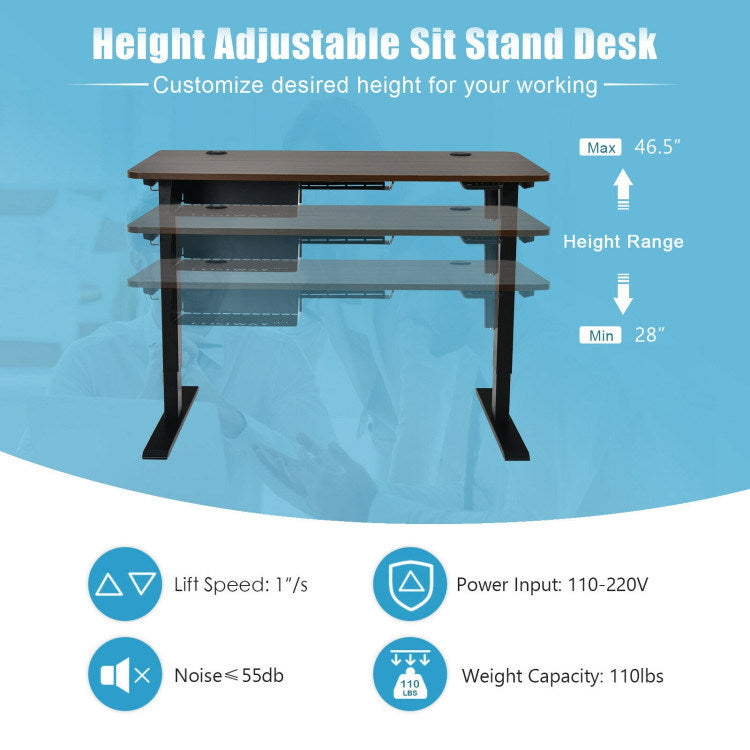 48-inch Electric Height Adjustable Standing Desk with USB Port