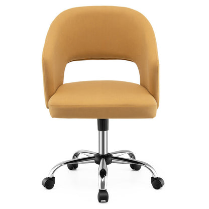 Upholstered Swivel Office Chair with Hollow Out Back