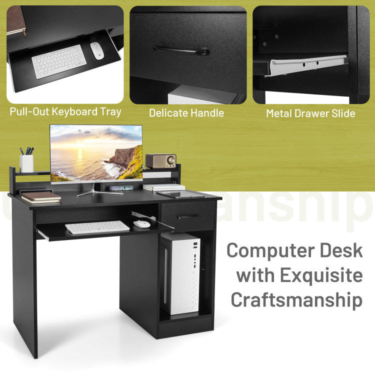 Study Laptop Table with Drawer and Keyboard Tray