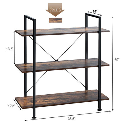 3/5 Tiers Industrial Bookcase with Metal Frame for Home Office