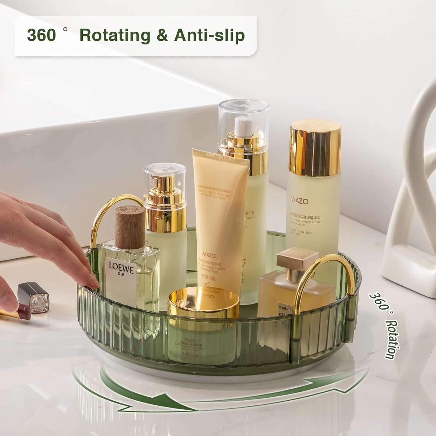 Rotating Makeup Organizer Acrylic Perfume Organizer Clear Skincare Organizer Cosmetics Organizer for Vanity Countertop