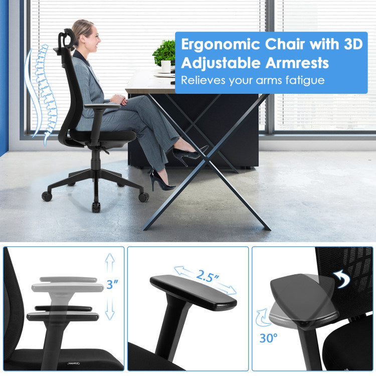 High Back Mesh Office Chair with Clothes Hanger