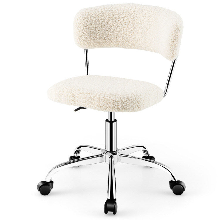 Computer Desk Chair Adjustable Sherpa Office Chair Swivel Vanity Chair