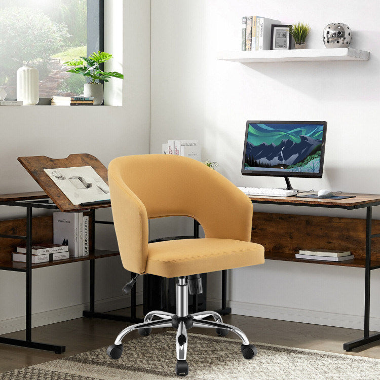 Upholstered Swivel Office Chair with Hollow Out Back