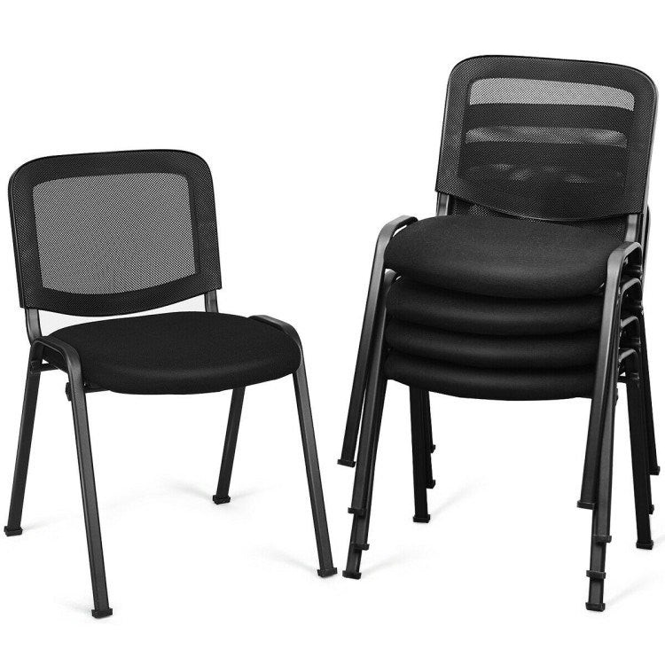 Set of 5 Stackable Conference Chairs with Mesh Back