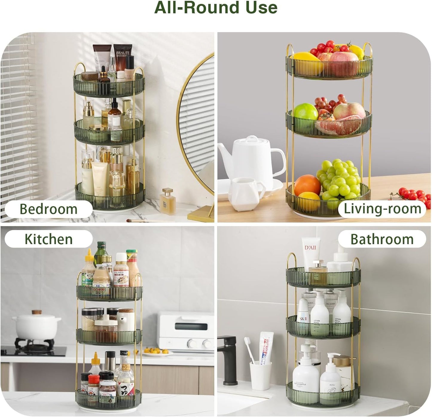 Rotating Makeup Organizer Acrylic Perfume Organizer Clear Skincare Organizer Cosmetics Organizer for Vanity Countertop