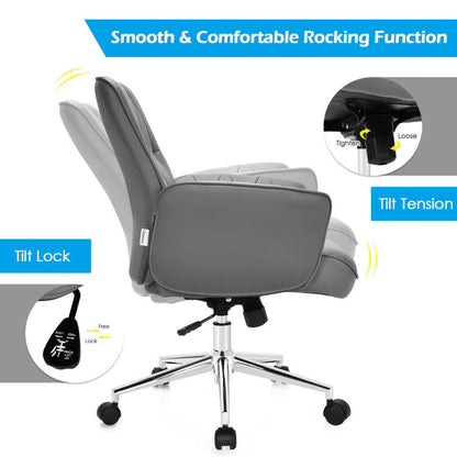 Modern Home Office Leisure Chair PU Leather Adjustable Swivel with Armrest