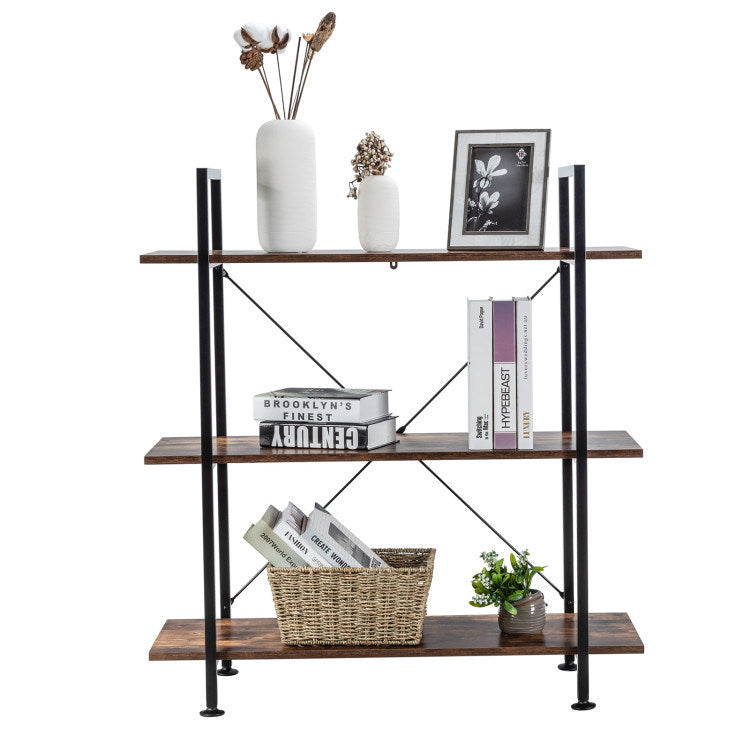 3/5 Tiers Industrial Bookcase with Metal Frame for Home Office