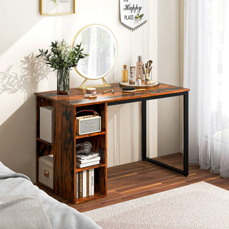 Computer Desk with 5 Side Shelves and Metal Frame