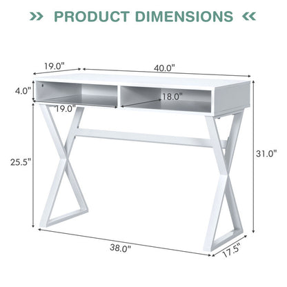 Modern Computer Desk Makeup Vanity Table with 2 Storage Compartments