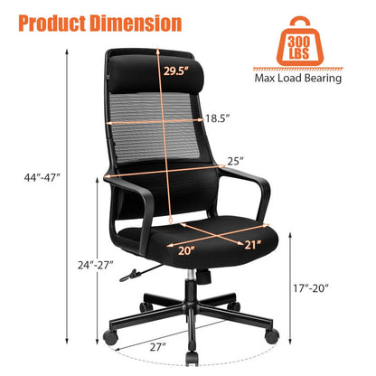 High Back Mesh Office Chair with Heating Headrest