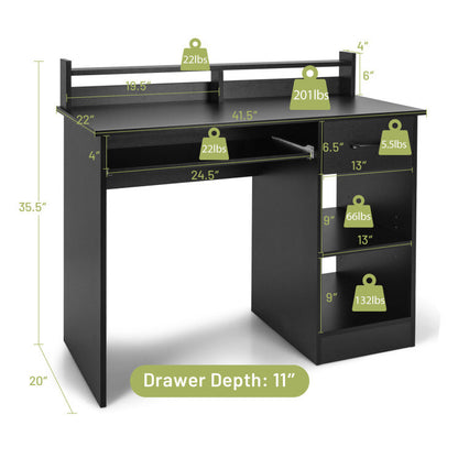 Study Laptop Table with Drawer and Keyboard Tray