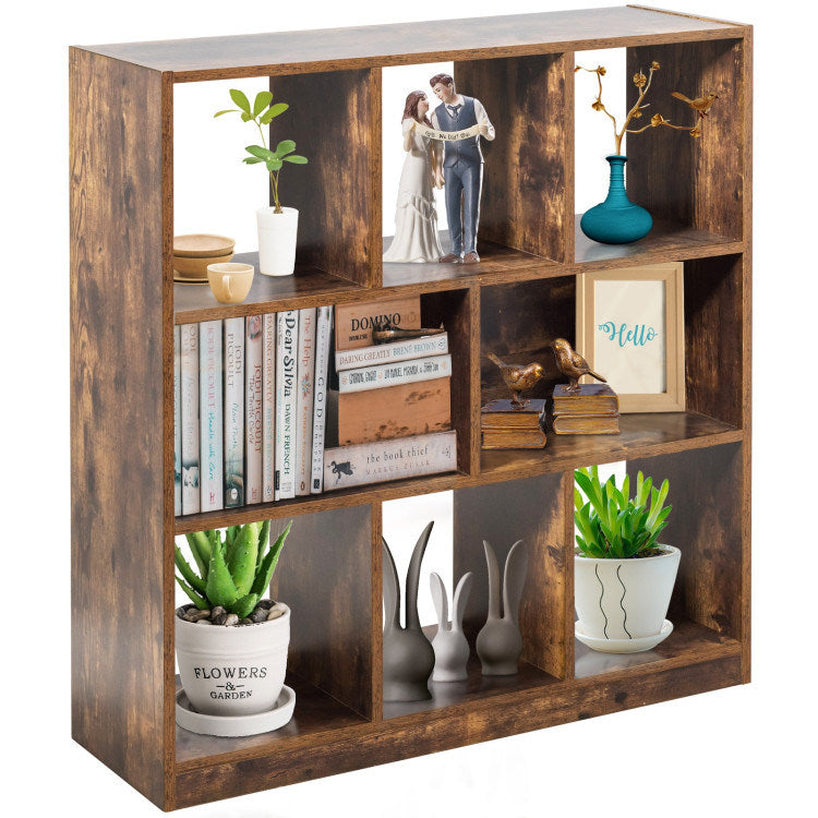 Open Compartments Industrial Freestanding Bookshelf for Decorations