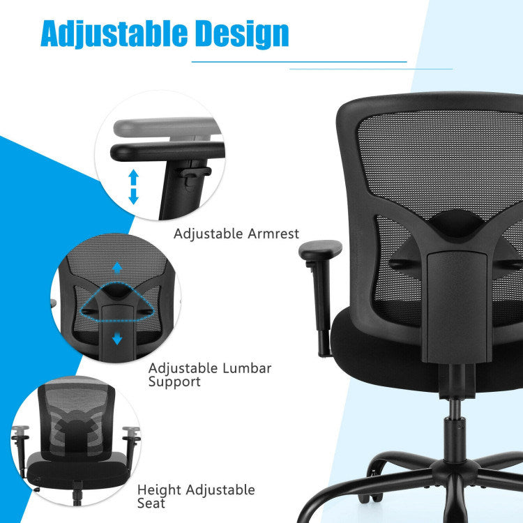 Height Adjustable Executive Chair Computer Desk Chair with Metal Base