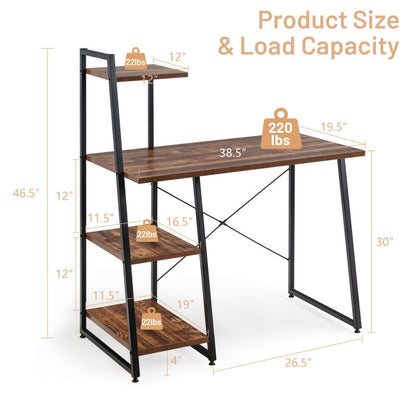 Compact Computer Desk Workstation with 4 Tier Shelves for Home and Office