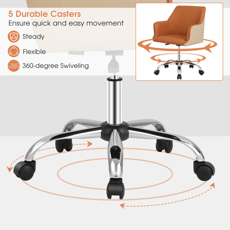 PU Covered Office Chair with Adjustable Height and Sponge Padded Cushion