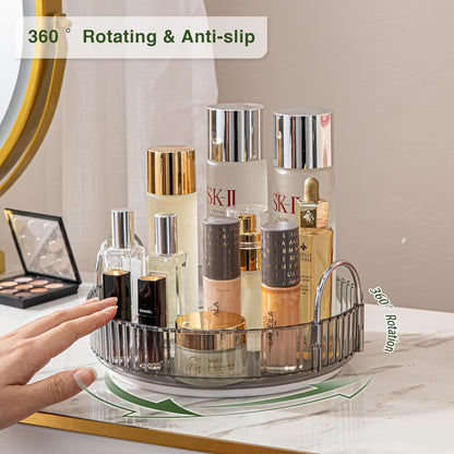 Rotating Makeup Organizer Acrylic Perfume Organizer Clear Skincare Organizer Cosmetics Organizer for Vanity Countertop