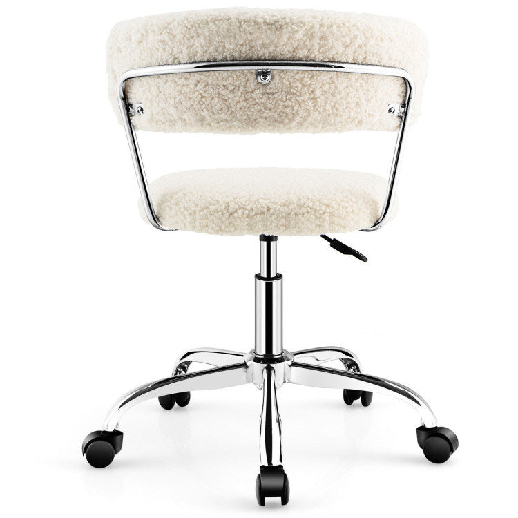 Computer Desk Chair Adjustable Sherpa Office Chair Swivel Vanity Chair