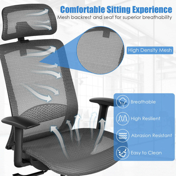 18 Inch to 22.5 Inch Height Adjustable Ergonomic High Back Mesh Office Chair Recliner Task Chair with Hanger