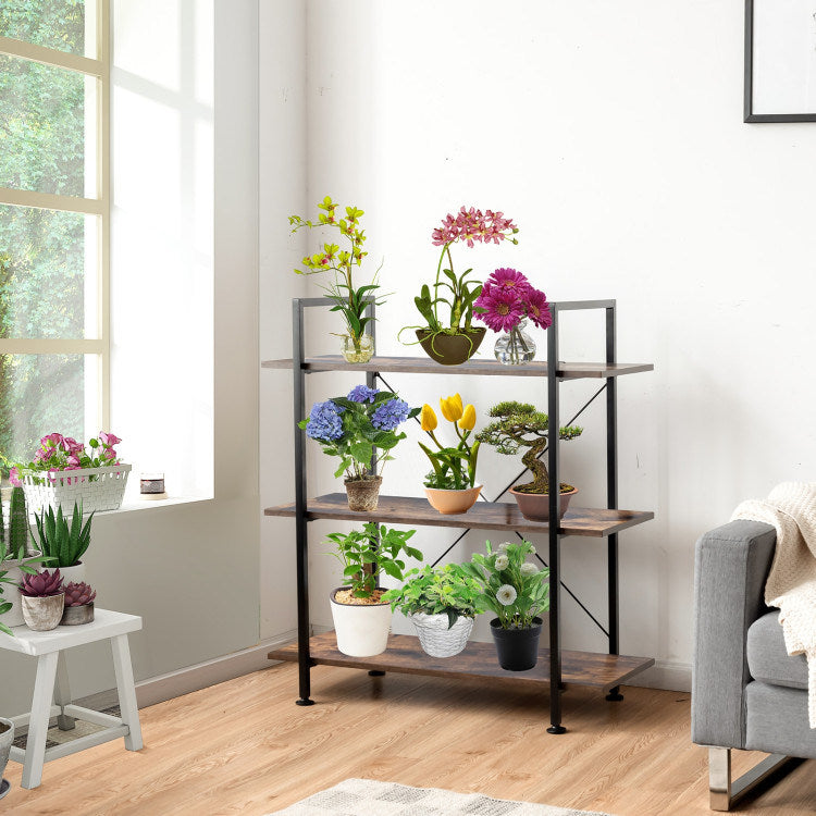 3/5 Tiers Industrial Bookcase with Metal Frame for Home Office