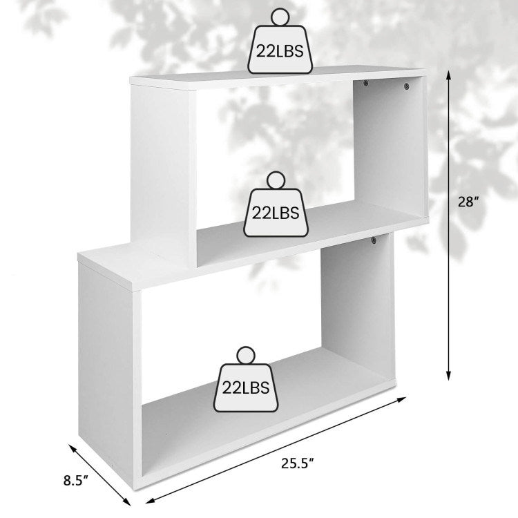 2-tier Irregular Wood Bookshelf for Home and Office