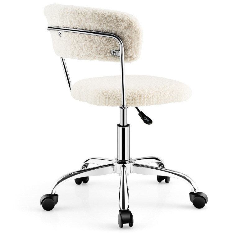 Computer Desk Chair Adjustable Sherpa Office Chair Swivel Vanity Chair