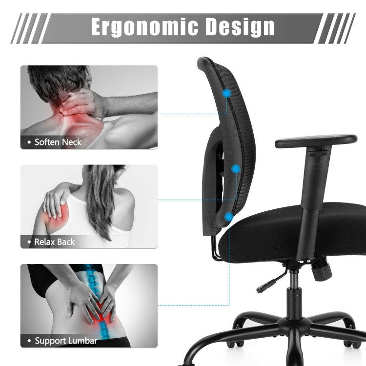 Height Adjustable Executive Chair Computer Desk Chair with Metal Base