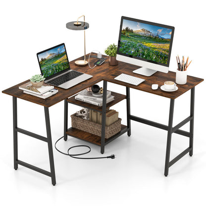 L-Shaped Corner Computer Desk with Storage Shelves