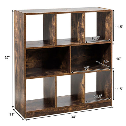 Open Compartments Industrial Freestanding Bookshelf for Decorations