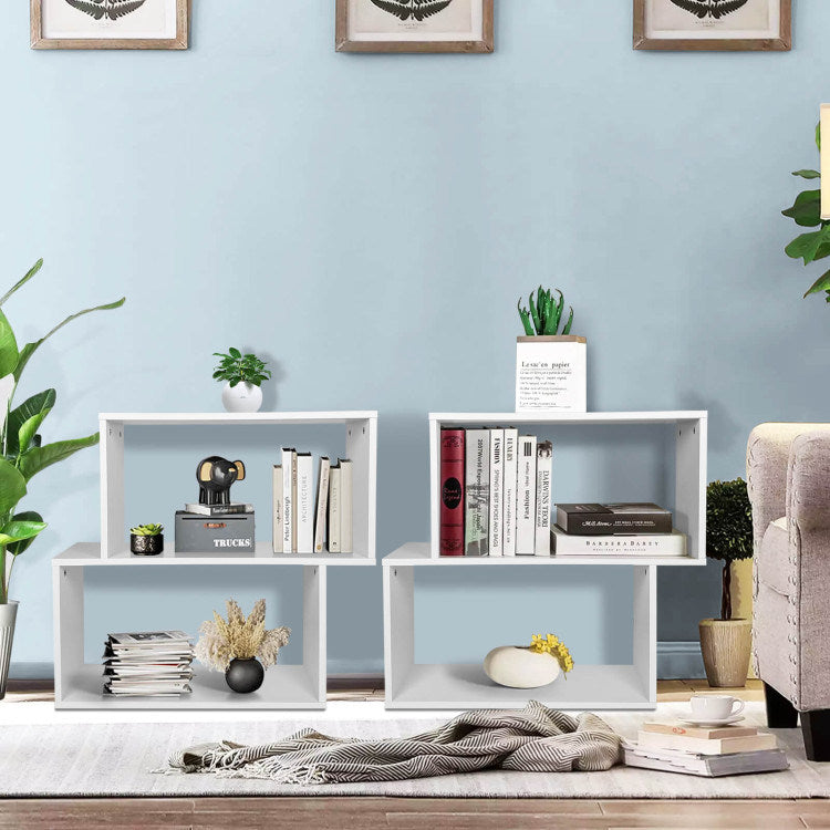 2-tier Irregular Wood Bookshelf for Home and Office