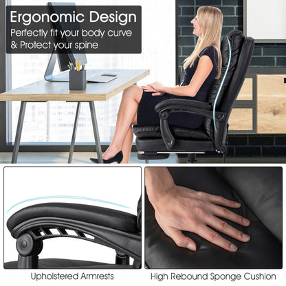 Ergonomic Adjustable Swivel Office Chair with Retractable Footrest