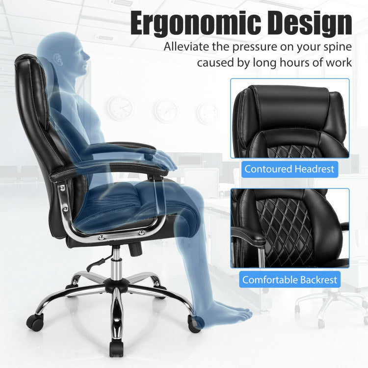 Height Adjustable Executive Chair Computer Desk Chair with Metal Base