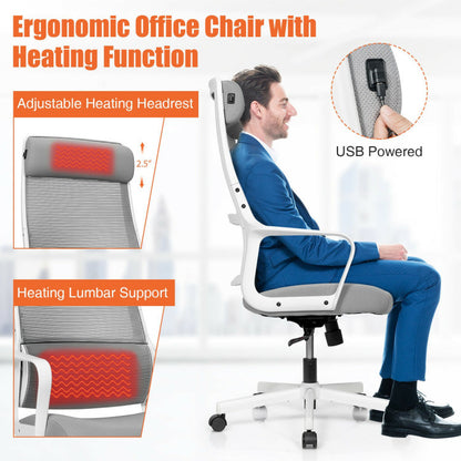 High Back Mesh Office Chair with Heating Headrest