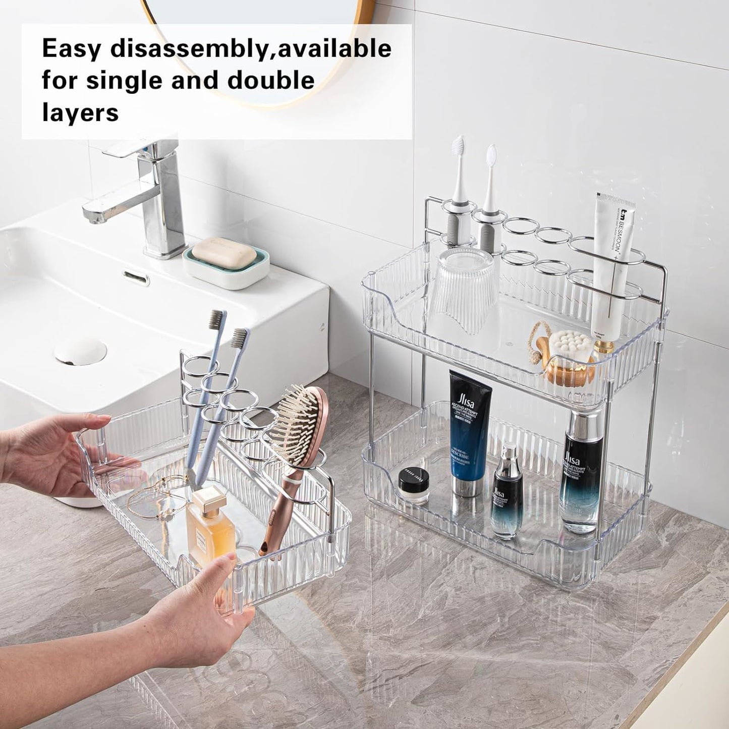 Rotating Makeup Organizer Acrylic Perfume Organizer Clear Skincare Organizer Cosmetics Organizer for Vanity Countertop