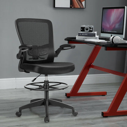 Height Adjustable Drafting Chair with Flip Up Arms