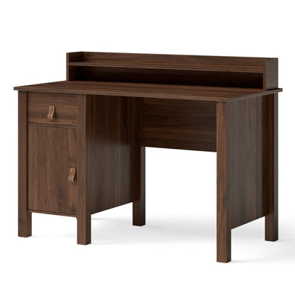 48 Inch Computer Desk Writing Workstation with Drawer and Hutch Walnut