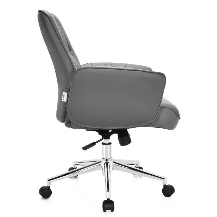 Modern Home Office Leisure Chair PU Leather Adjustable Swivel with Armrest