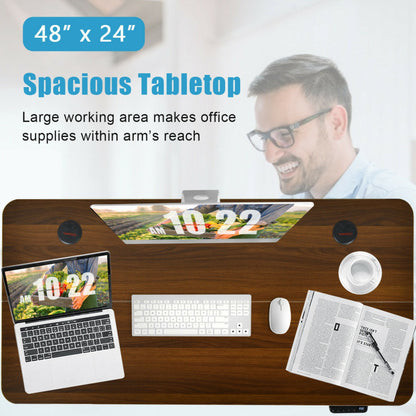 48-inch Electric Height Adjustable Standing Desk with USB Port